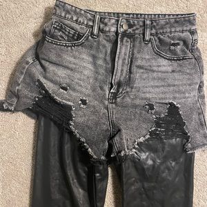 “Go With the Faux Leather Layered Jeans”